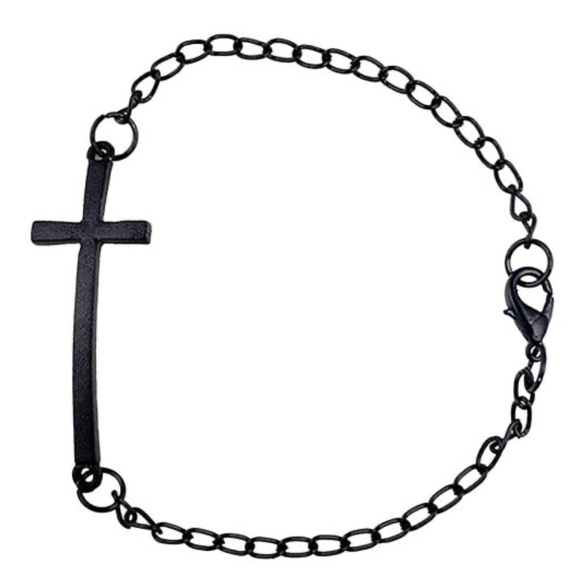 Jewelry - NWOT Black Cross Chain Bracelet
